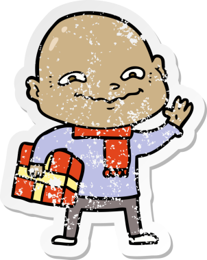 Bir insan tarafından çizilmiş Xmas 'lı gergin bir adamın sıkıntılı çıkartması.