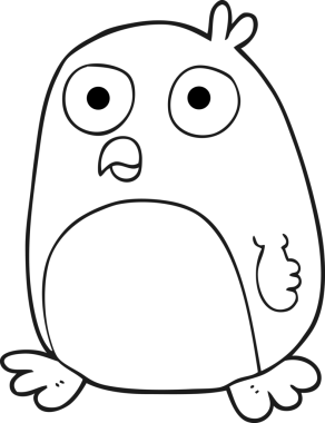 Bir insan tarafından çizilmiş siyah beyaz penguen çizimi.