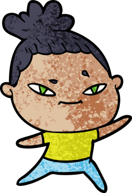 Bir insan tarafından çizilmiş karikatür kadın.