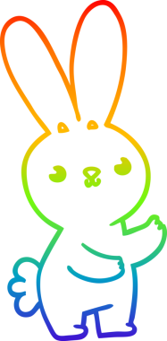 Gökkuşağı gradyan çizgisi. Bir insan tarafından çizilmiş şirin bir tavşan çizimi.