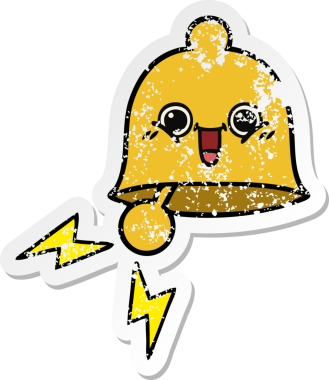 Bir insan tarafından çizilmiş sevimli bir karikatür çanın sıkıntılı çıkartması.