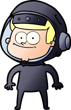 Bir insan tarafından çizilmiş mutlu astronot çizgi filmi.