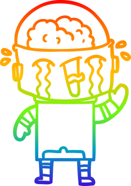 gökkuşağı gradyan çizgi çizimi bir insan tarafından çizilen ağlayan robot