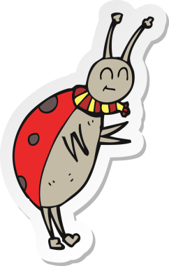 Bir insan tarafından çizilmiş bir uğur böceğinin çıkartması.