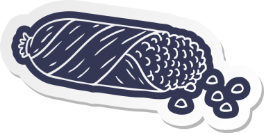 Bir insan tarafından çizilmiş koçandaki taze mısır etiketi.