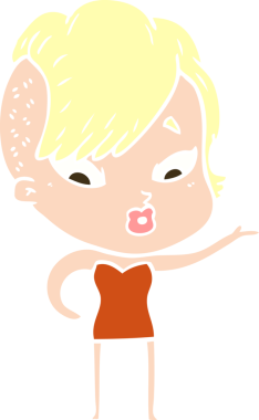 Düz renkli çizgi film bir insan tarafından çizilmiş kızı şaşırttı.