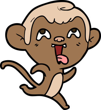 Bir insan tarafından çizilmiş çılgın çizgi film maymunu