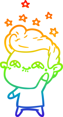 Gökkuşağı gradyanı çizimi bir insan tarafından çizilmiş heyecanlı bir çizgi film