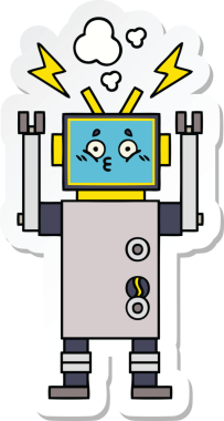 Bir insan tarafından çizilmiş şirin çizgi film robotunun çıkartması.