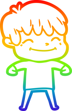 gökkuşağı gradyan çizgi çizimi bir insan tarafından çizilmiş mutlu bir çocuk