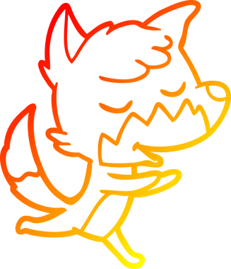 Bir insan tarafından çizilmiş dost canlısı bir tilkinin sıcak çizgi çizimi