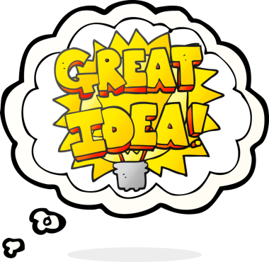 Serbest çizim düşünce baloncuğu karikatürü Harika fikir! Bir insan tarafından çizilmiş sembol