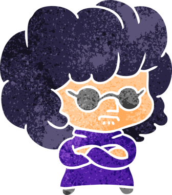 Bir insan tarafından çizilmiş eski bir kawaii kadın çizimi.