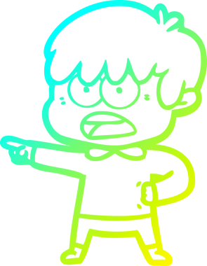 Bir insan tarafından çizilmiş endişeli çizgi film çocuğunun soğuk gradyan çizgisi.