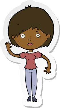 Bir insan tarafından çizilmiş, el sallayan bir kadının çıkartması.