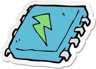 Bir insan tarafından çizilmiş bir bilgisayar çipinin çıkartması.