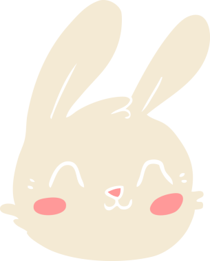 Bir insan tarafından çizilmiş düz renkli tavşan yüzü.