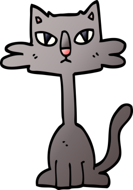 Bir insan tarafından çizilmiş komik bir kedi.