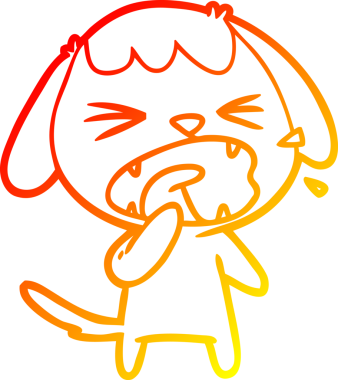 Bir insan tarafından çizilmiş şirin bir köpeğin sıcak çizgi çizimi.