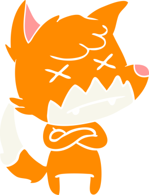 Bir insan tarafından çizilmiş düz renk çizgi film ölü tilki