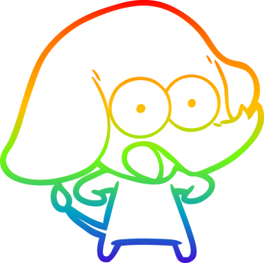 Gökkuşağı gradyan çizgisi bir insan tarafından çizilmiş şirin bir fil çizimi