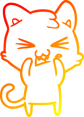 Bir insan tarafından çizilmiş çizgi film kedisinin sıcak çizgi çizimi