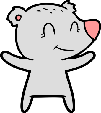 Bir insan tarafından çizilmiş gülümseyen ayı çizgi filmi.