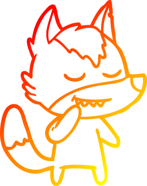 Bir insan tarafından çizilmiş dost canlısı bir kurt çizgi çizimi.