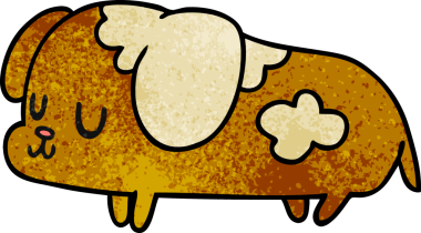 Bir insan tarafından çizilmiş sevimli bir köpeğin desenli çizimi kawaii.