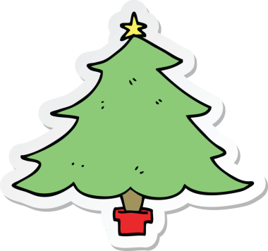 Bir insan tarafından çizilmiş bir karikatür noel ağacının çıkartması.