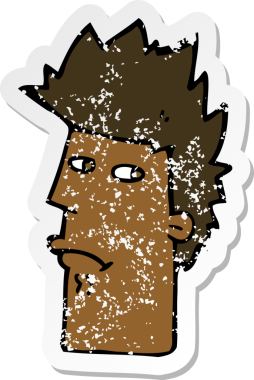 Bir insan tarafından çizilmiş karikatür gerilimli bir çizgi film çıkartması.