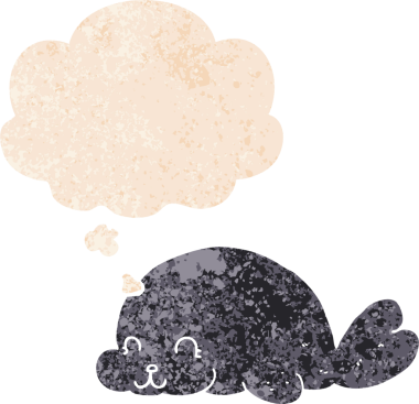 Homurdanan düşünce baloncuklu sevimli karikatür fok bir insan tarafından çizilmiş tedirgin geçmiş doku