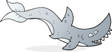 Bir insan tarafından çizilmiş karikatür köpekbalığı.