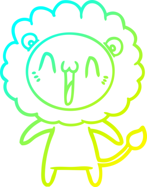 Bir insan tarafından çizilmiş mutlu çizgi film aslanı çizimi.