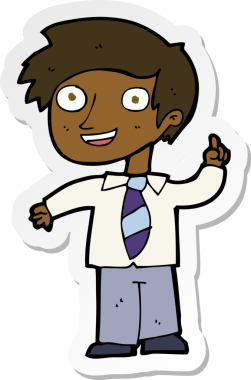 Bir insan tarafından çizilmiş bir fikri olan bir karikatür öğrencisinin çıkartması.