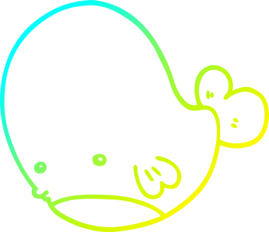 Bir insan tarafından çizilmiş karikatür balinası çizimi.