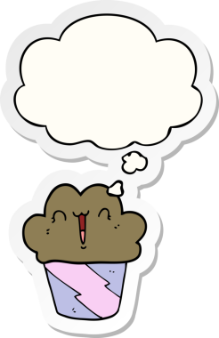 Bir insan tarafından çizilmiş, üzerinde düşünce kabarcığı olan çizgi film keki.