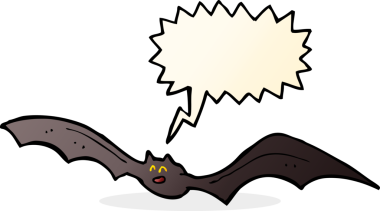 Bir insan tarafından çizilmiş konuşma balonlu bir yarasa.
