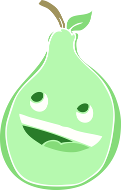 Bir insan tarafından çizilmiş armutun düz renk çizimi