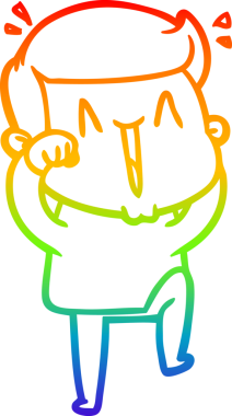 Gökkuşağı gradyanı çizimi bir insan tarafından çizilmiş heyecanlı bir çizgi film