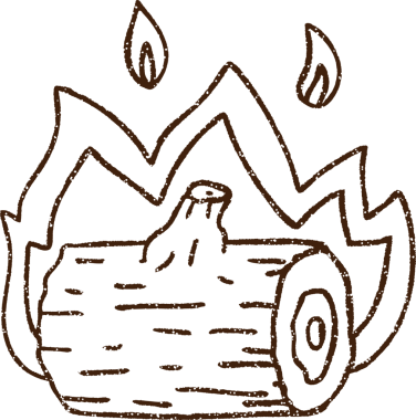 Bir insan tarafından çizilen Yanan Kütük Kömürü Çizimi