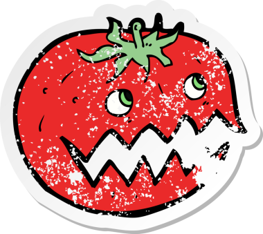 Bir insan tarafından çizilmiş bir domatesin gerilimli çıkartması.