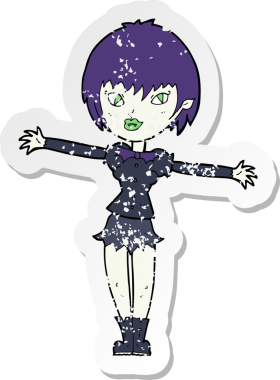 Bir insan tarafından çizilmiş vampir bir kızın gerilimli çıkartması.