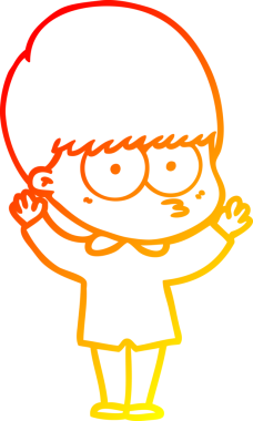 Bir insan tarafından çizilmiş gergin bir çizgi film çocuğunun çizimi.