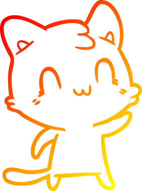 Bir insan tarafından çizilen mutlu çizgi bir kedinin sıcak gradyan çizimi