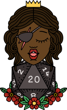 Retro Dövme Tarzı İnsan Rogue Bir insan tarafından çizilmiş 20 zar ile