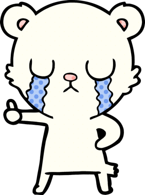 Bir insan tarafından çizilmiş ağlayan kutup ayısı çizgi filmi.