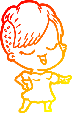 Bir insan tarafından çizilmiş mutlu bir çizgi film kızı çizimi