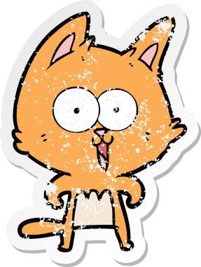 Bir insan tarafından çizilmiş komik bir çizgi film kedisinin sıkıntılı çıkartması.