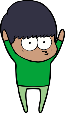 Bir insan tarafından çizilmiş esneme çizgi film çocuğu.